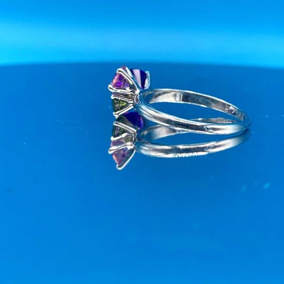 Sterling Silver and Cubic Zirconia Three-Stone Ring - Picture 6 of 9